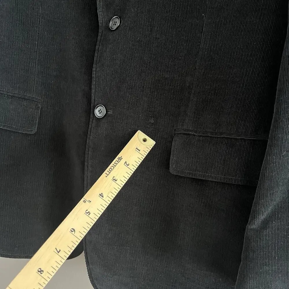 Di Quattro Mens Corduroy Sport Blazer Jacket 100% Cotton Preppy Black Sz 42R